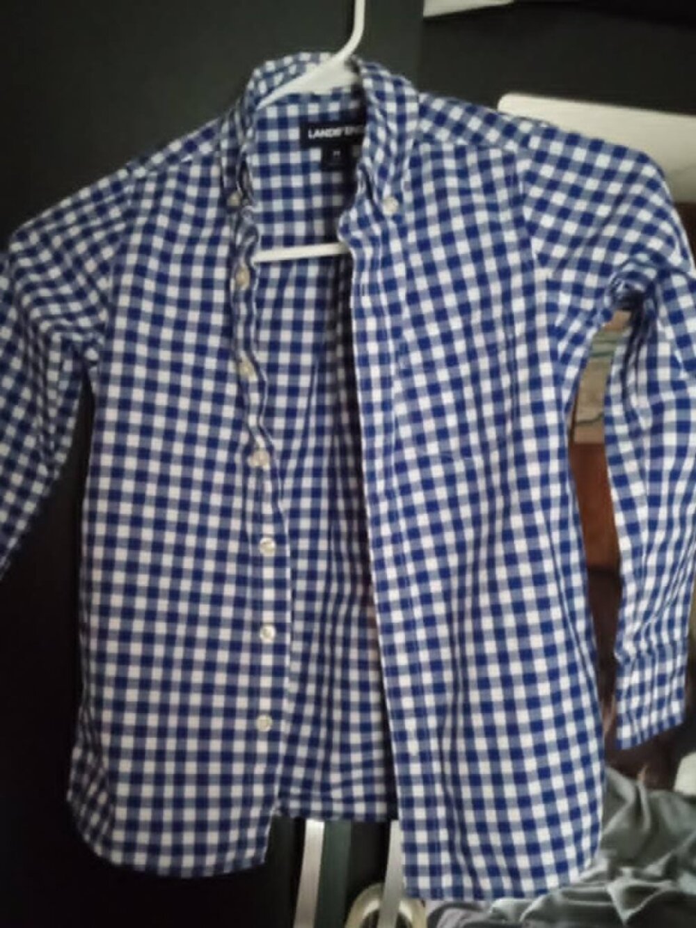lands' end medium (5-6) long sleeve button shirt
